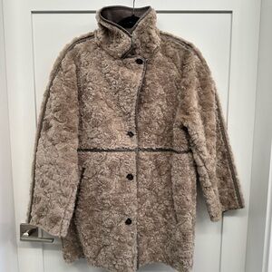 H&M Tan Teddy Jacket with Black Accents
